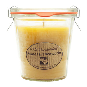 Bienenwachskerze im Weckglas, 100% reines Bienenwachs, KERZENFARM HAHN, 93/90 mm, 290 ml, Brenndauer ca. 36h